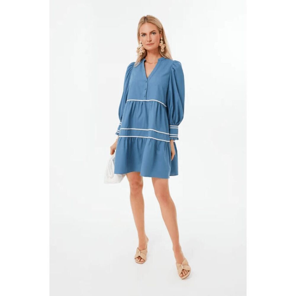 Tuckernuck XS Blue Mini Dress with White Trim